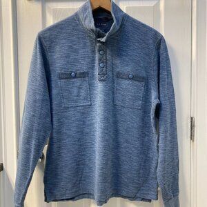 L.L. Bean Mid Blue / Grey Snap T Pocket Pull Over Cotton Sweater Size Large